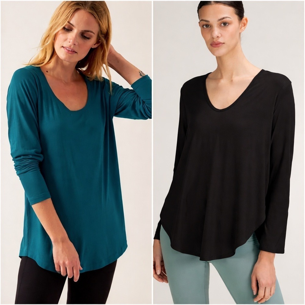 Athleta, Teal Stratus II Long Sleeve Tee Black Active Top Bundle Size Medium